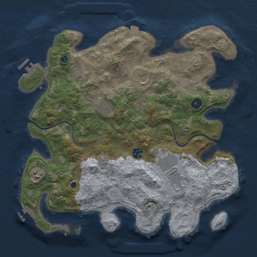 Rust Map: Procedural Map, Size: 3700, Seed: 751969608, 13 Monuments