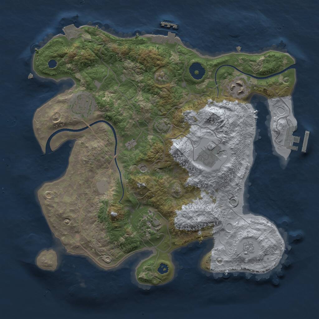 Rust Map: Procedural Map, Size: 3000, Seed: 17431, 10 Monuments