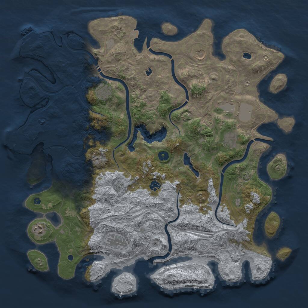 Rust Map: Procedural Map, Size: 4500, Seed: 1285142590, 14 Monuments