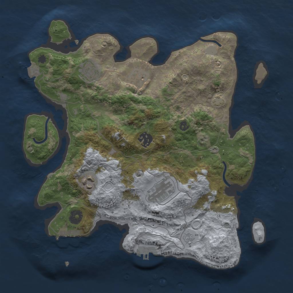 Rust Map: Procedural Map, Size: 3100, Seed: 1119609531, 12 Monuments