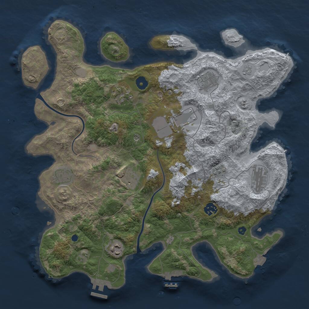Rust Map: Procedural Map, Size: 3750, Seed: 182805344, 15 Monuments