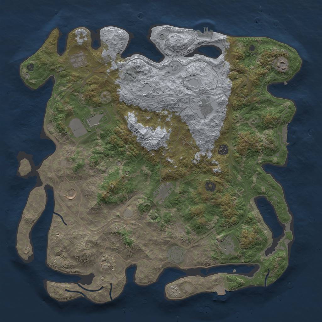 Rust Map: Procedural Map, Size: 4500, Seed: 2128969549, 19 Monuments