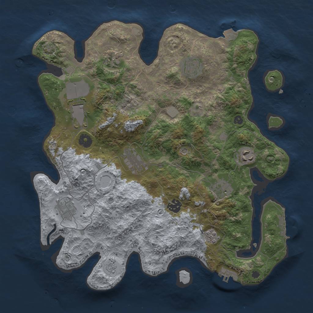 Rust Map: Procedural Map, Size: 3500, Seed: 468363069, 17 Monuments