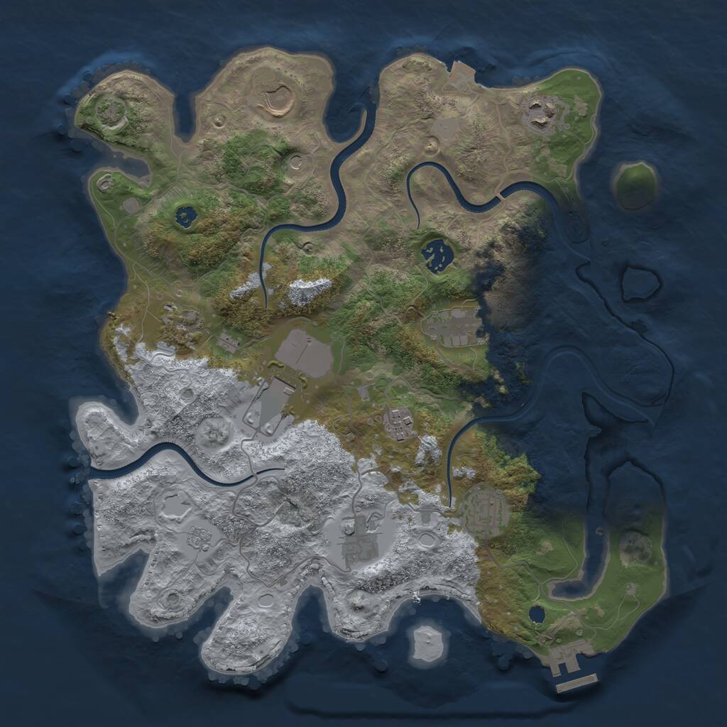 Rust Map: Procedural Map, Size: 3500, Seed: 468363069, 14 Monuments