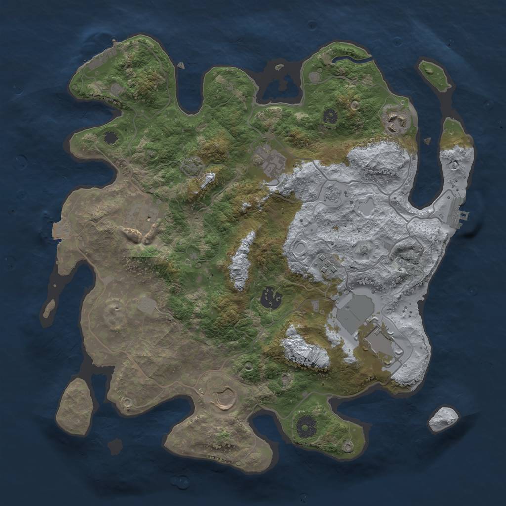 Rust Map: Procedural Map, Size: 3500, Seed: 434670030, 14 Monuments