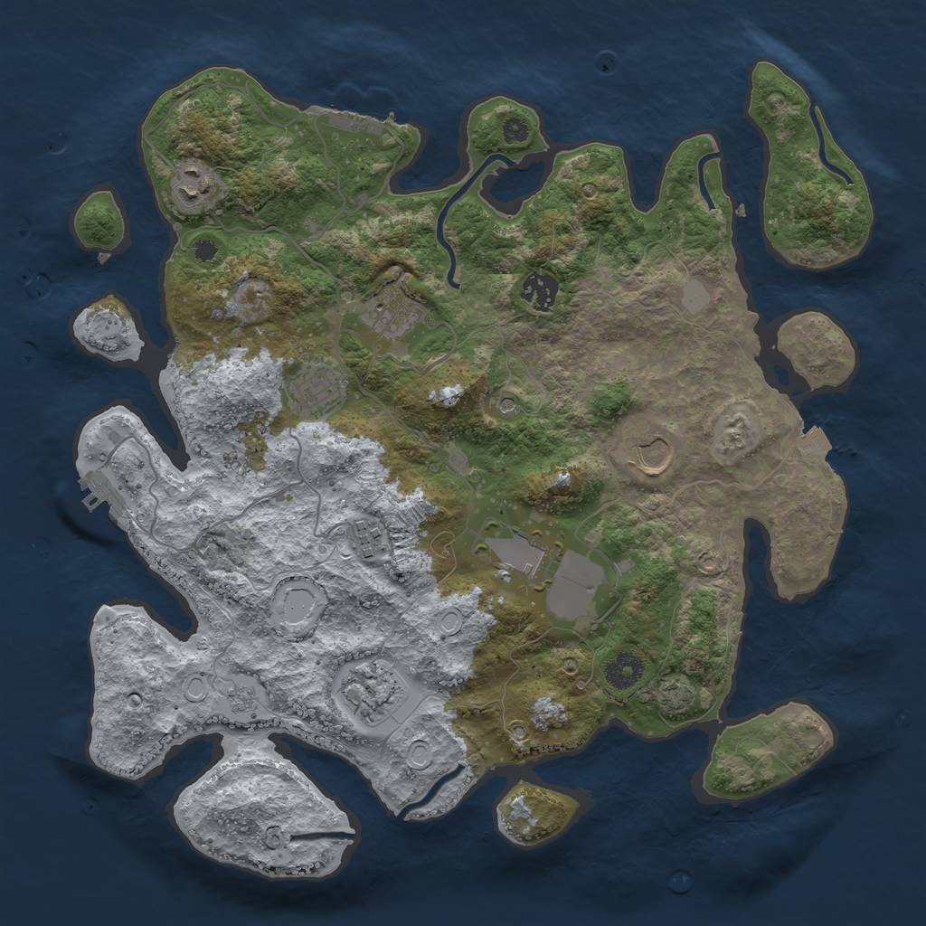 Rust Map: Procedural Map, Size: 3700, Seed: 803427738, 16 Monuments