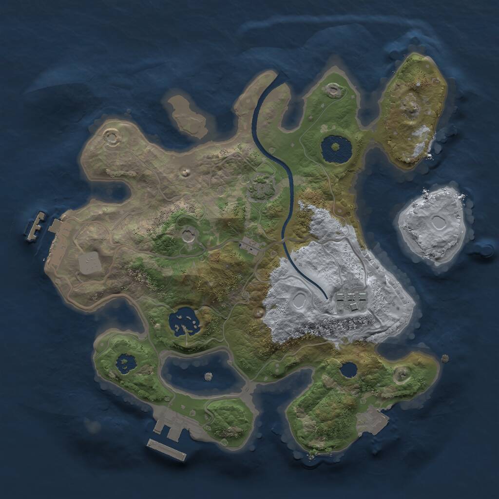 Rust Map: Procedural Map, Size: 2500, Seed: 752504781, 7 Monuments