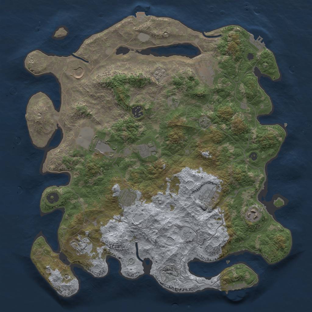 Rust Map: Procedural Map, Size: 4000, Seed: 1877140819, 18 Monuments