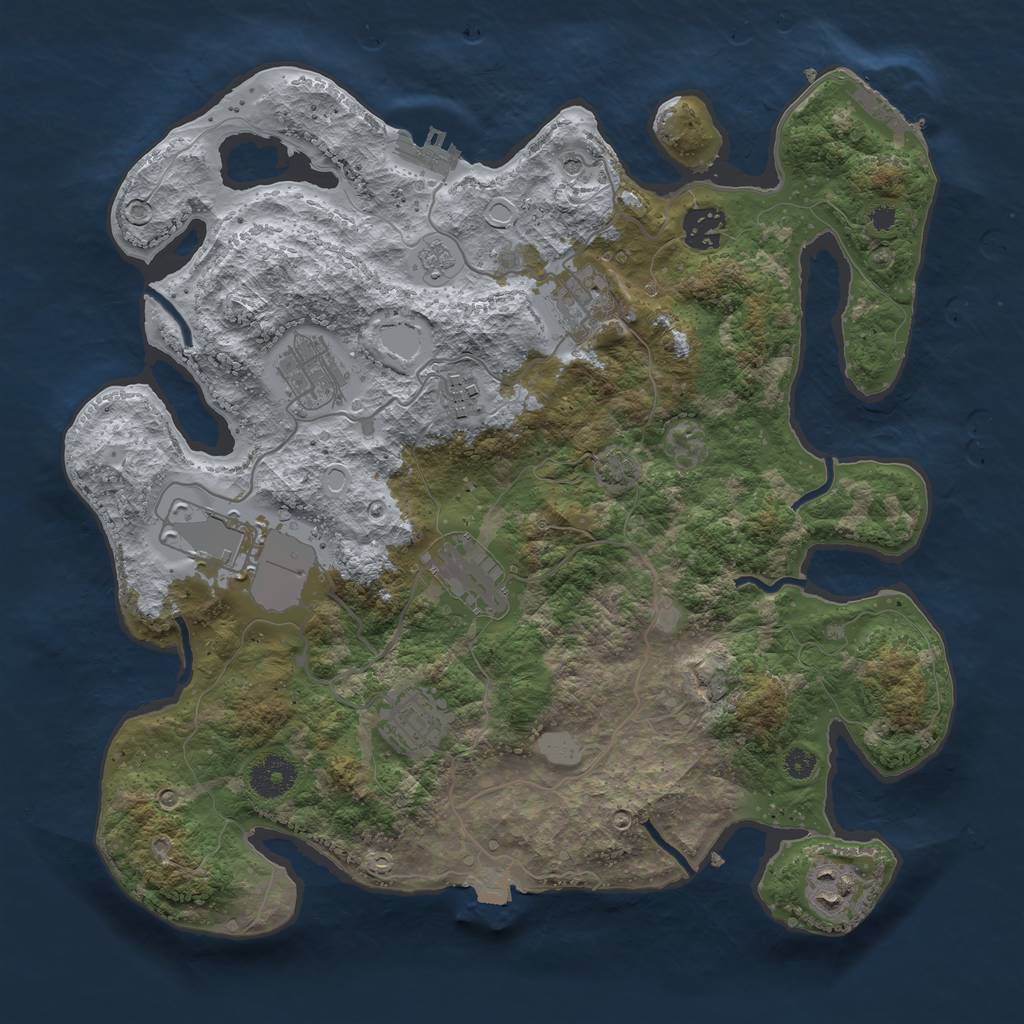 Rust Map: Procedural Map, Size: 3500, Seed: 1073539920, 16 Monuments