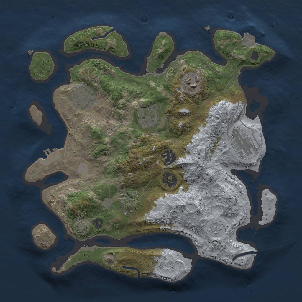Rust Map: Procedural Map, Size: 3000, Seed: 1959222567, 13 Monuments