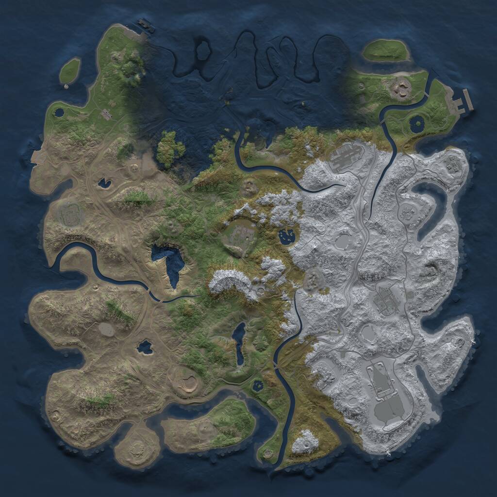 Rust Map: Procedural Map, Size: 4500, Seed: 999545257, 17 Monuments