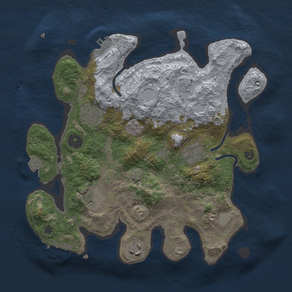 Rust Map: Procedural Map, Size: 3000, Seed: 32634, 12 Monuments