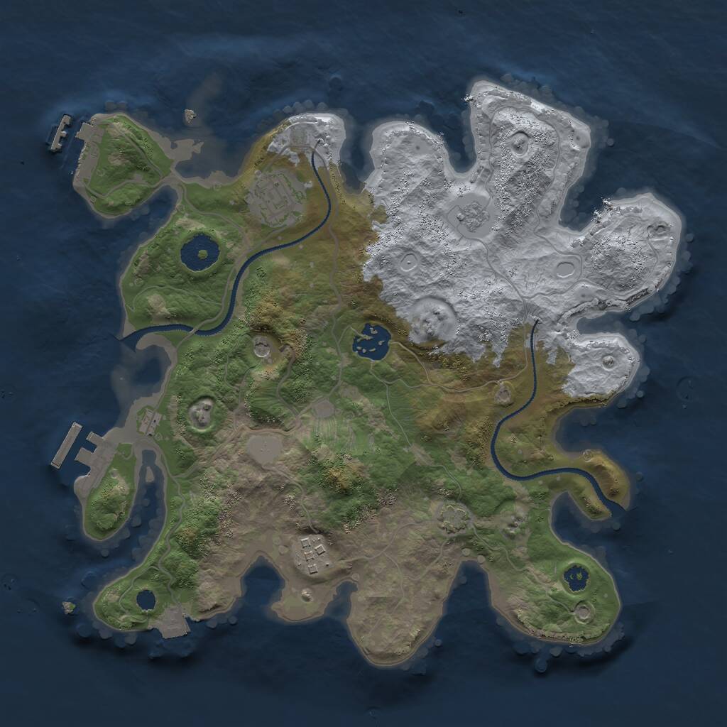 Rust Map: Procedural Map, Size: 3000, Seed: 1488796965, 9 Monuments