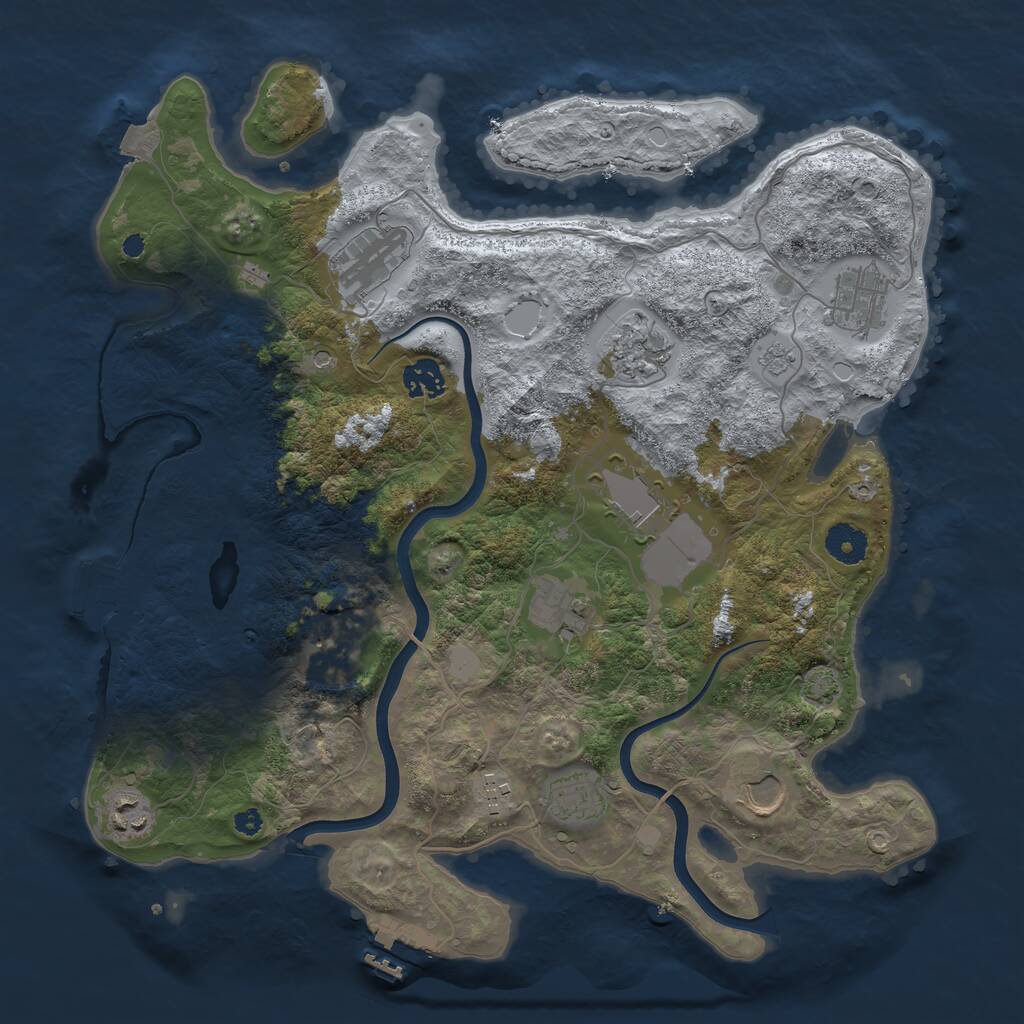 Rust Map: Procedural Map, Size: 3750, Seed: 2046843352, 17 Monuments