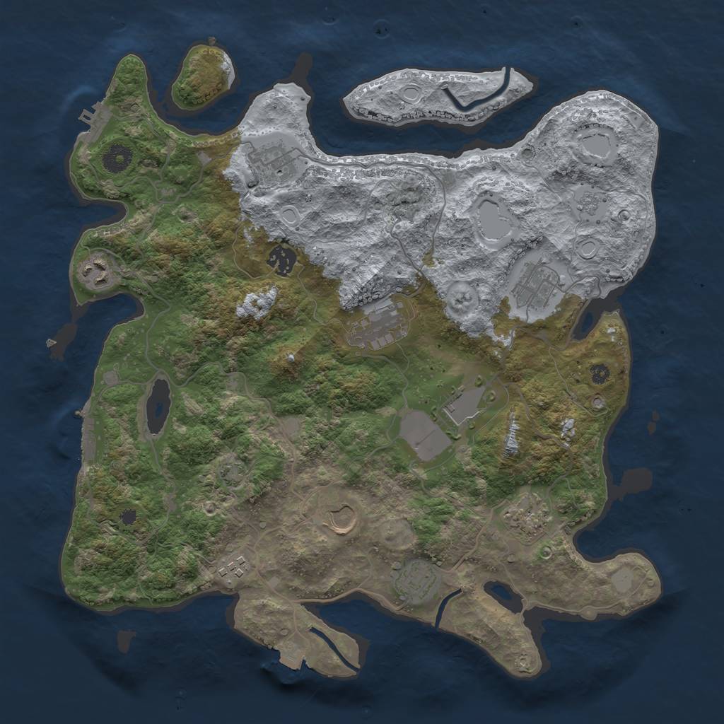 Rust Map: Procedural Map, Size: 3750, Seed: 2046843352, 17 Monuments