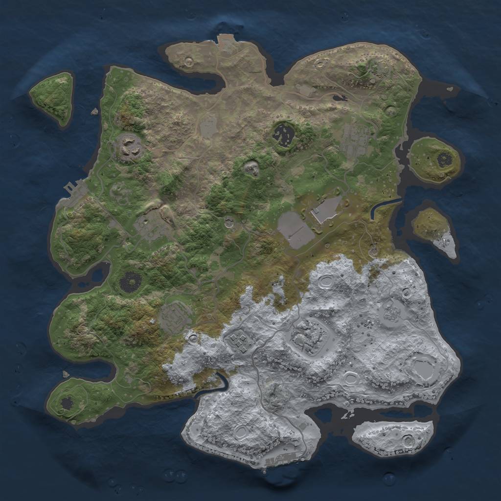 Rust Map: Procedural Map, Size: 3500, Seed: 527137070, 16 Monuments