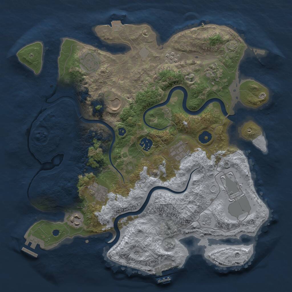 Rust Map: Procedural Map, Size: 3500, Seed: 527137070, 15 Monuments