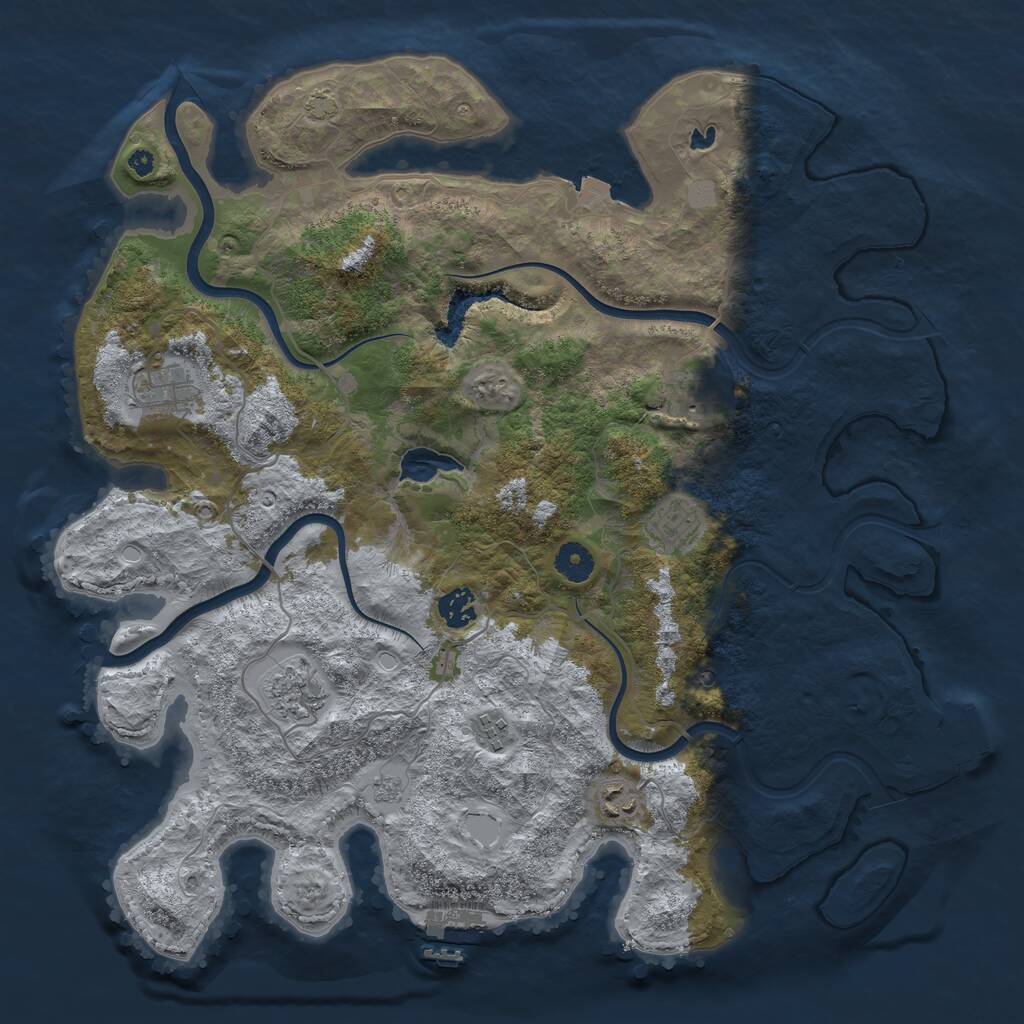 Rust Map: Procedural Map, Size: 4000, Seed: 1123294691, 13 Monuments