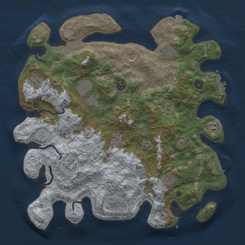 Rust Map: Procedural Map, Size: 4000, Seed: 1123294691, 19 Monuments