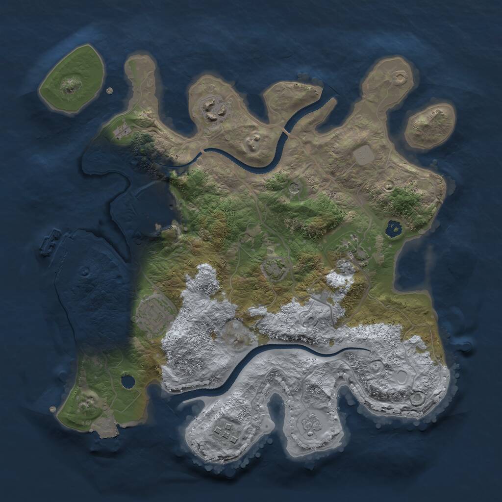 Rust Map: Procedural Map, Size: 3000, Seed: 13396, 10 Monuments