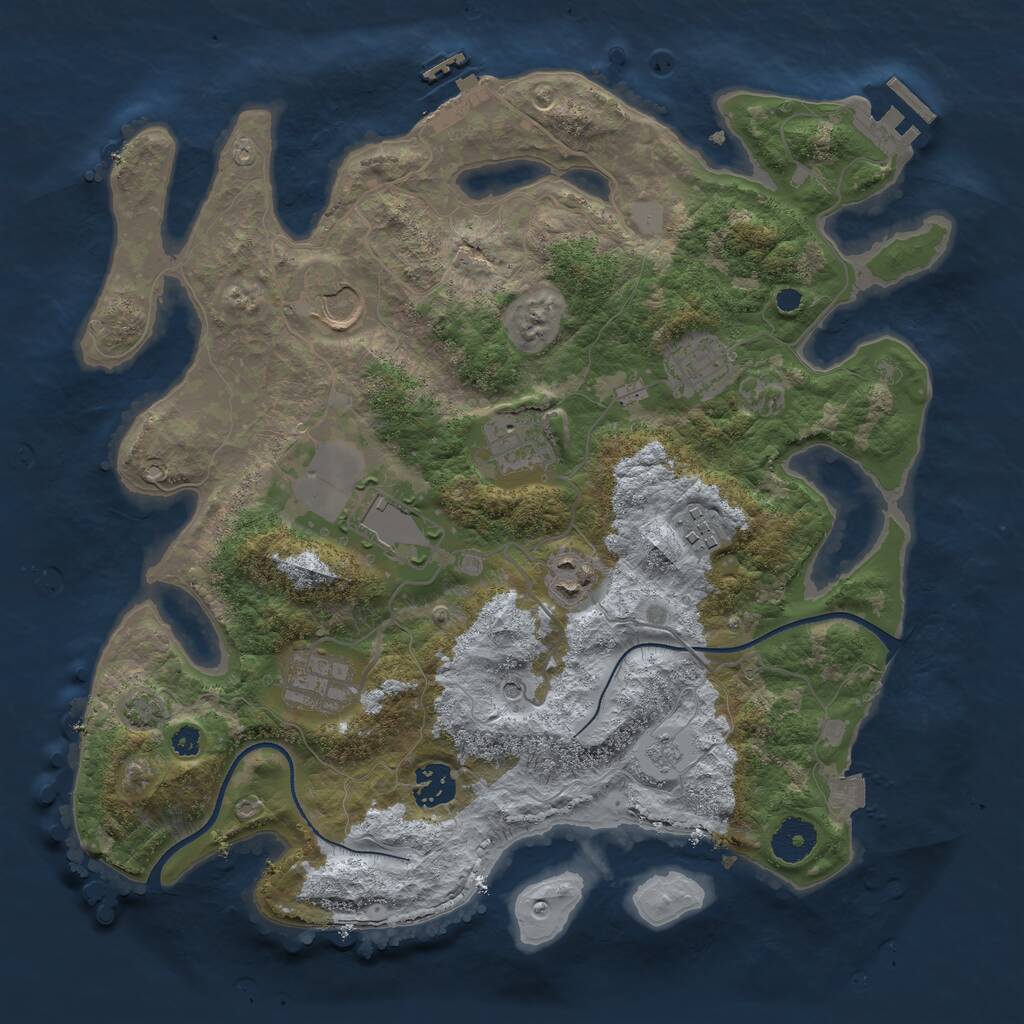 Rust Map: Procedural Map, Size: 3500, Seed: 1631536853, 14 Monuments