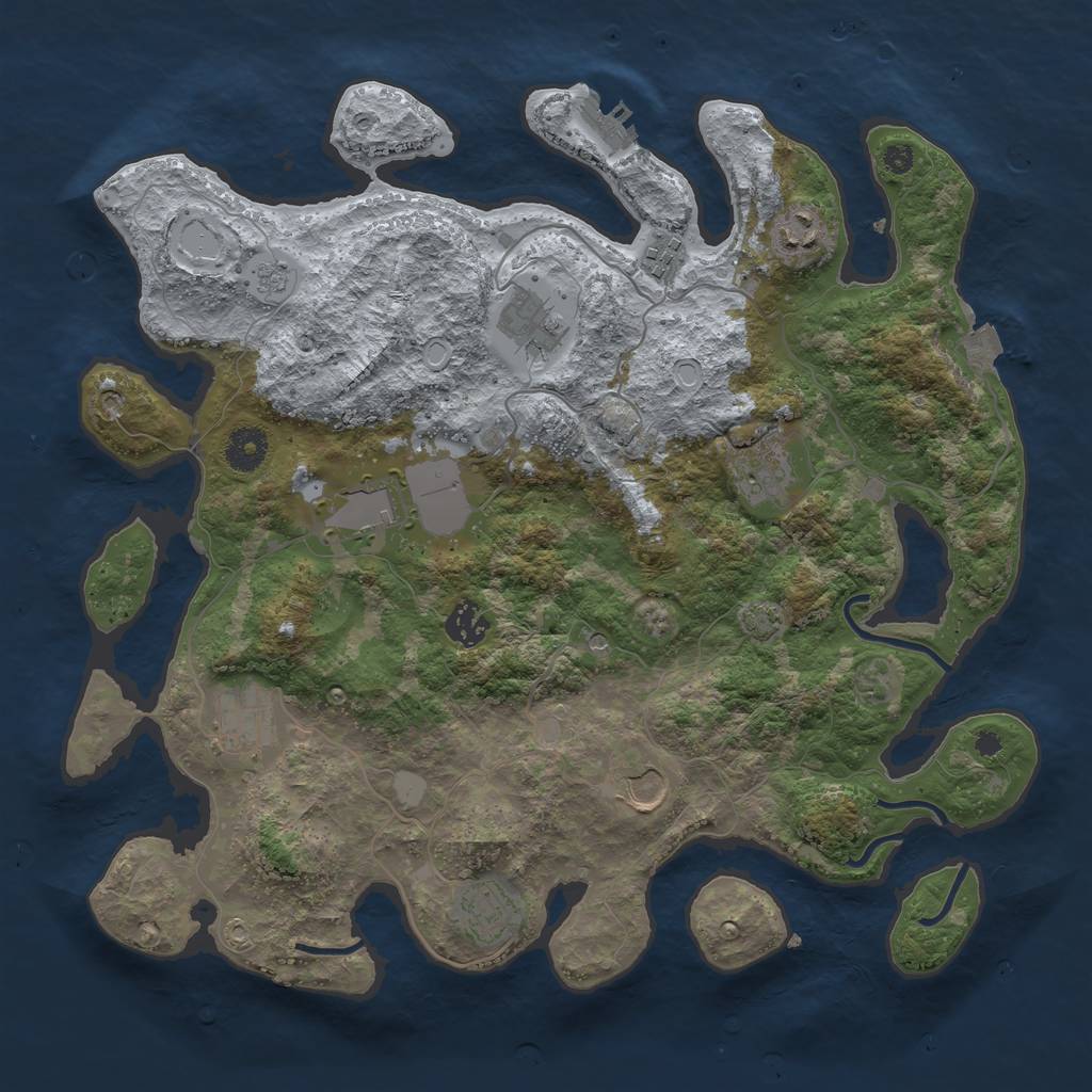 Rust Map: Procedural Map, Size: 3750, Seed: 1185485048, 16 Monuments
