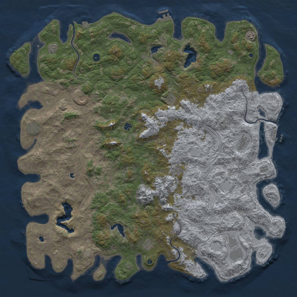 Rust Map: Procedural Map, Size: 6000, Seed: 844394858, 17 Monuments