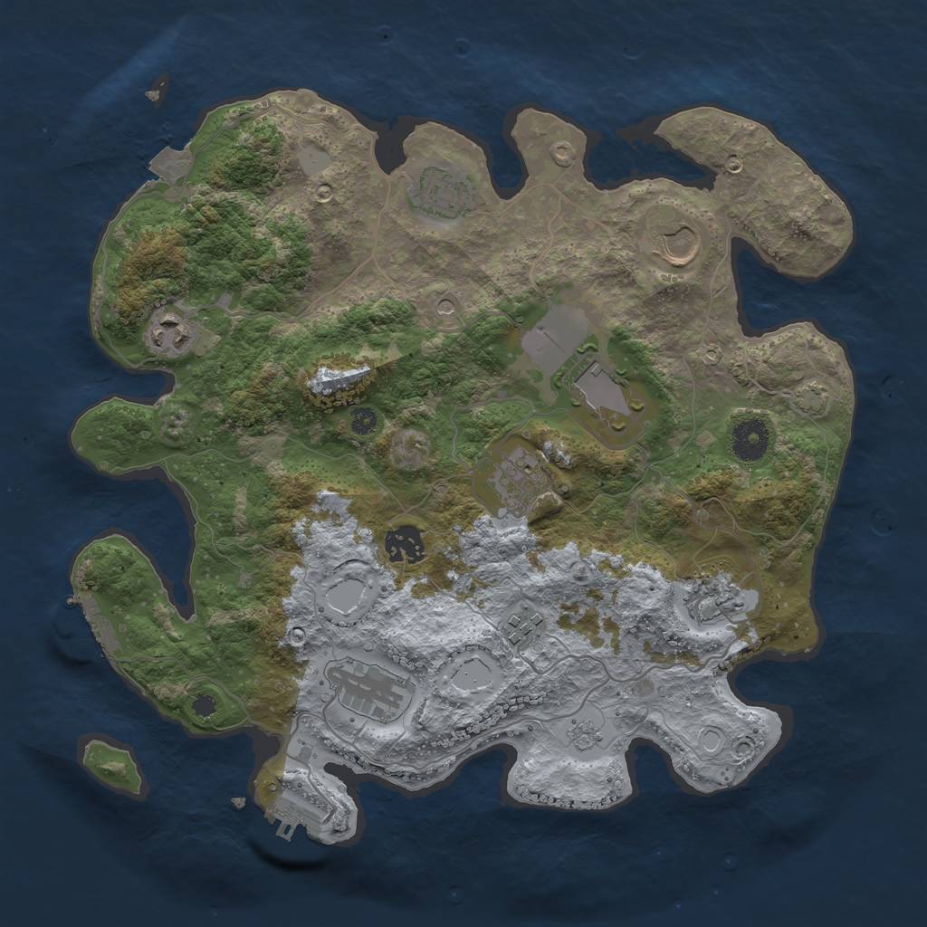 Rust Map: Procedural Map, Size: 3500, Seed: 153628105, 17 Monuments