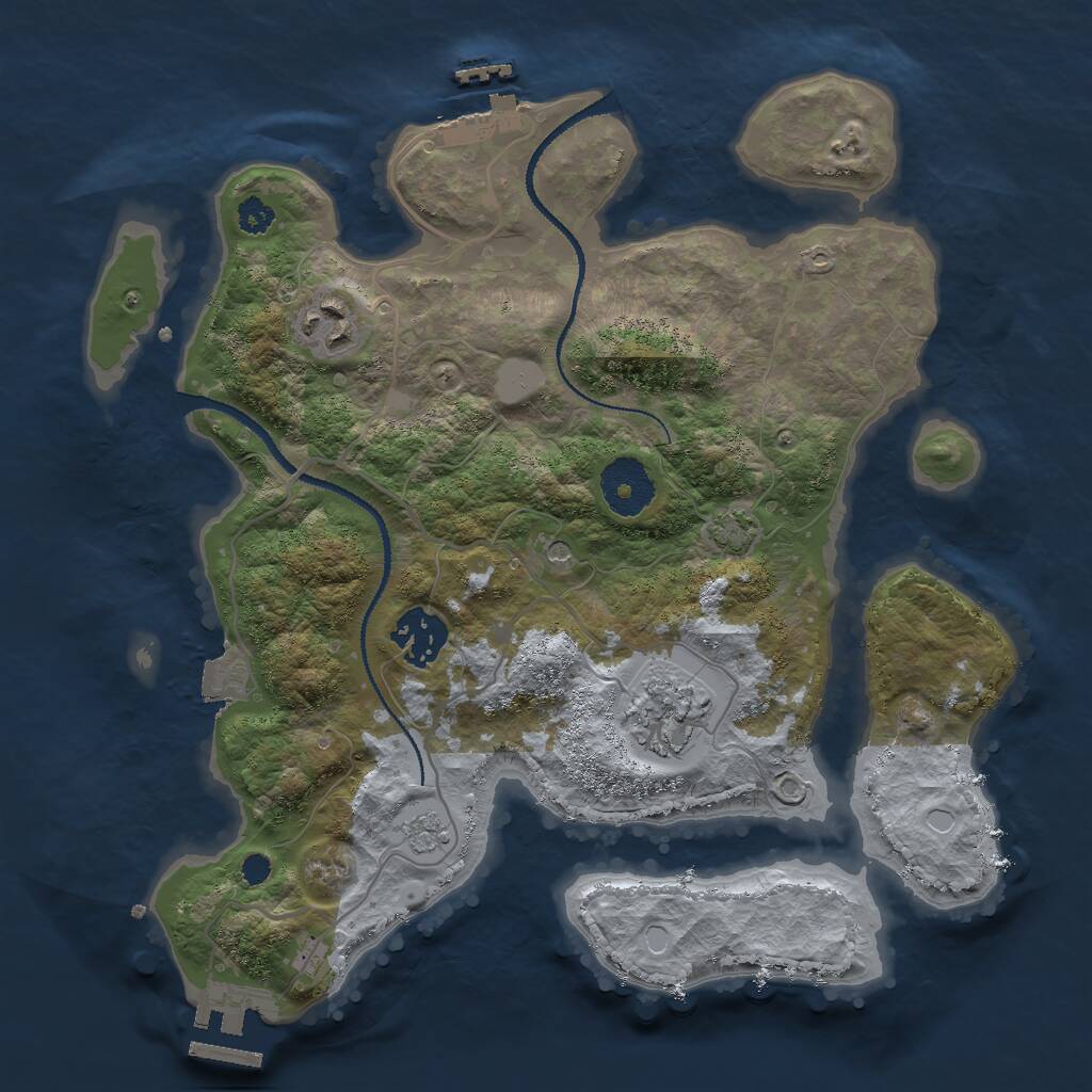 Rust Map: Procedural Map, Size: 3000, Seed: 31463, 9 Monuments