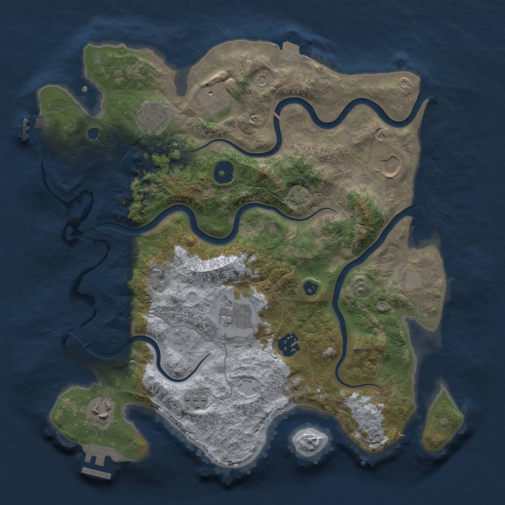 Rust Map: Procedural Map, Size: 3500, Seed: 2044061251, 13 Monuments