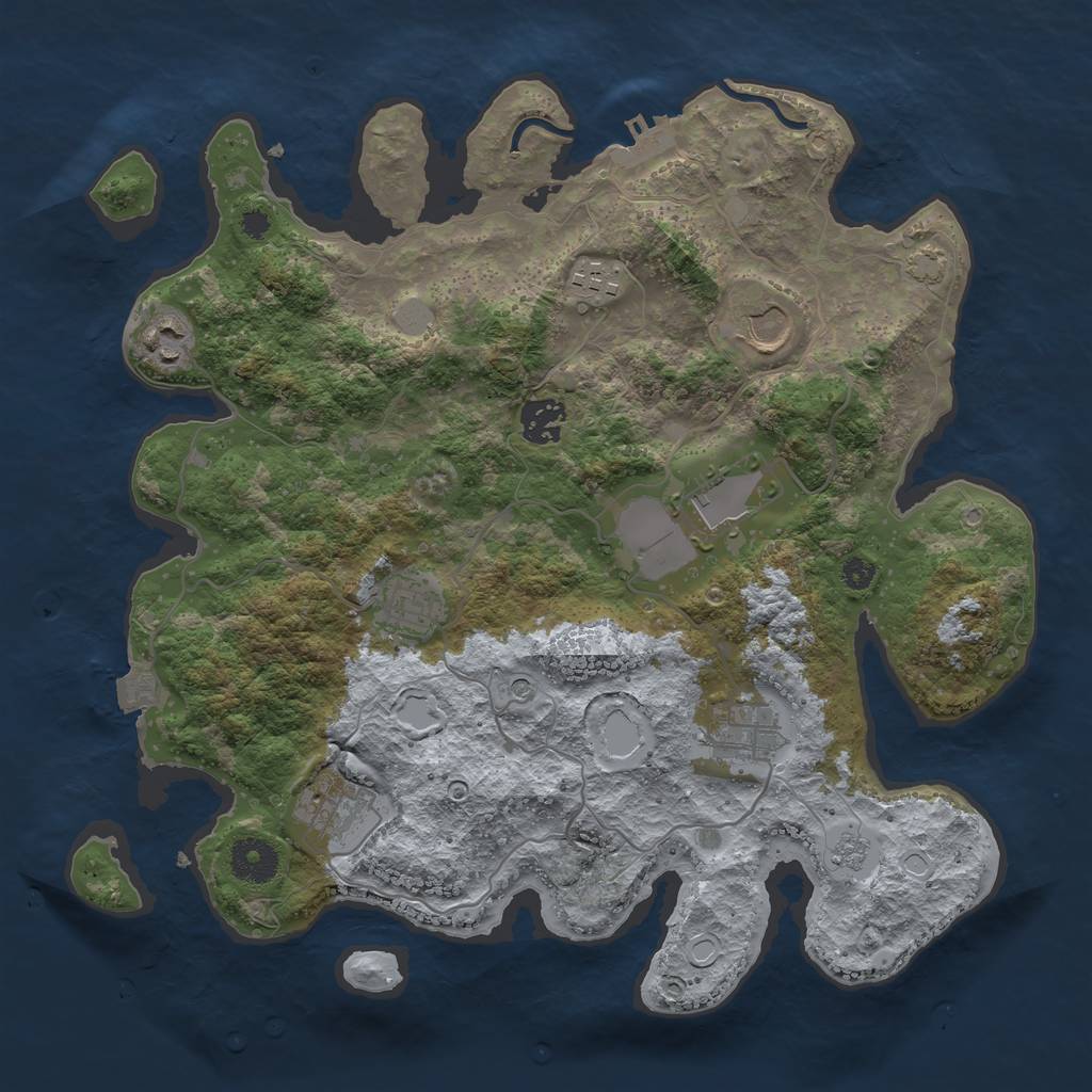 Rust Map: Procedural Map, Size: 3500, Seed: 487313693, 15 Monuments