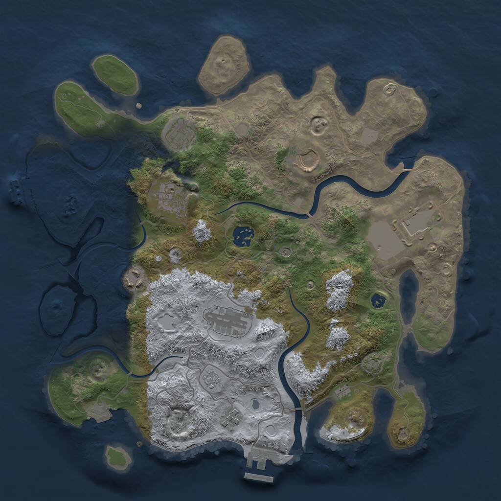 Rust Map: Procedural Map, Size: 3500, Seed: 2117527737, 14 Monuments