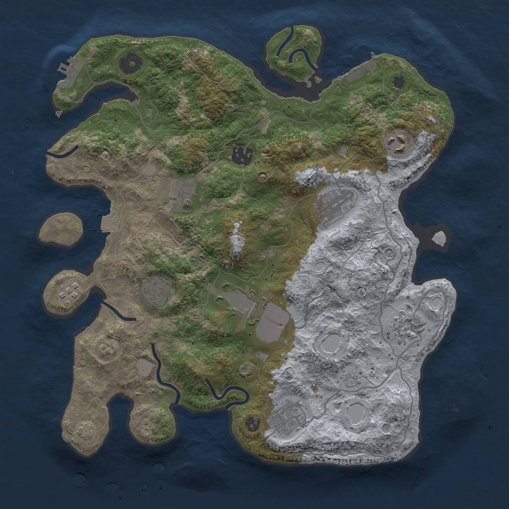 Rust Map: Procedural Map, Size: 3500, Seed: 10193332, 17 Monuments