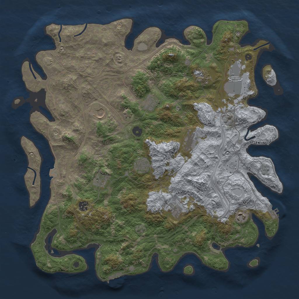 Rust Map: Procedural Map, Size: 4500, Seed: 1459544805, 19 Monuments
