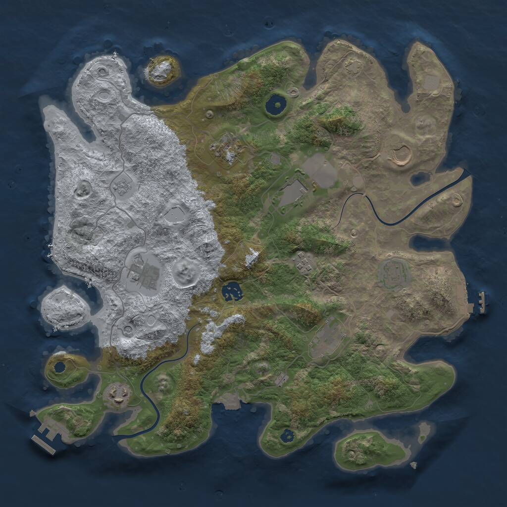 Rust Map: Procedural Map, Size: 3750, Seed: 954046205, 15 Monuments