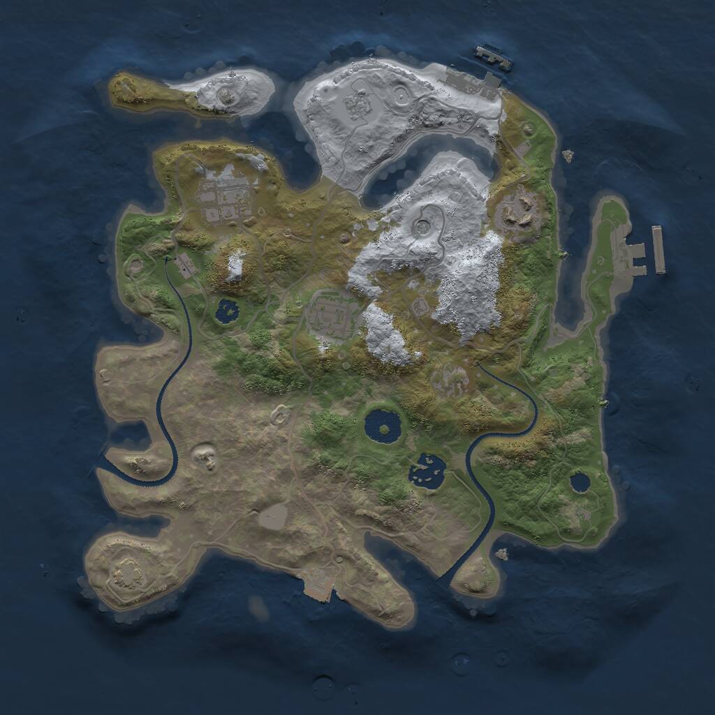 Rust Map: Procedural Map, Size: 3000, Seed: 2032077205, 10 Monuments