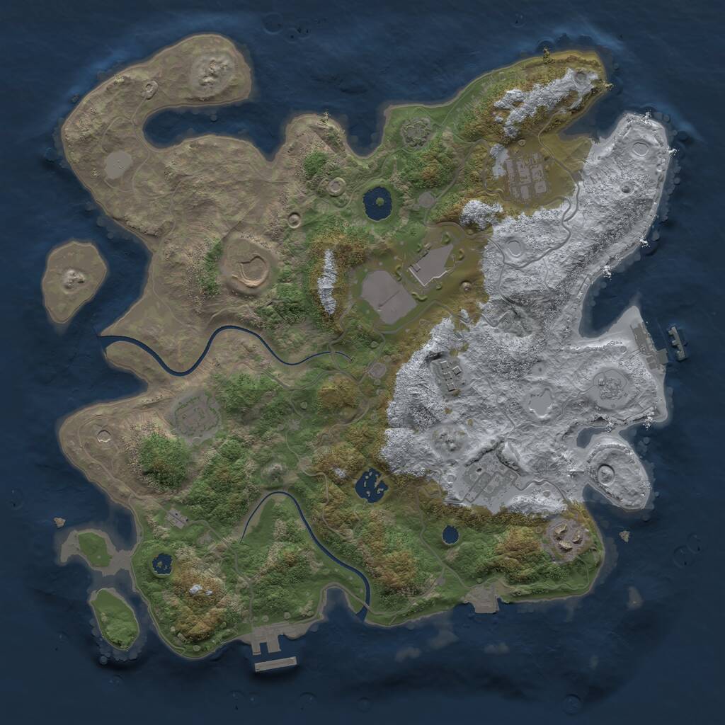 Rust Map: Procedural Map, Size: 3500, Seed: 1761734549, 14 Monuments