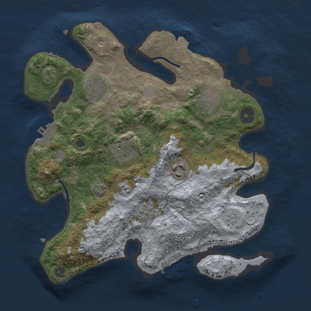 Rust Map: Procedural Map, Size: 3000, Seed: 1098745185, 13 Monuments