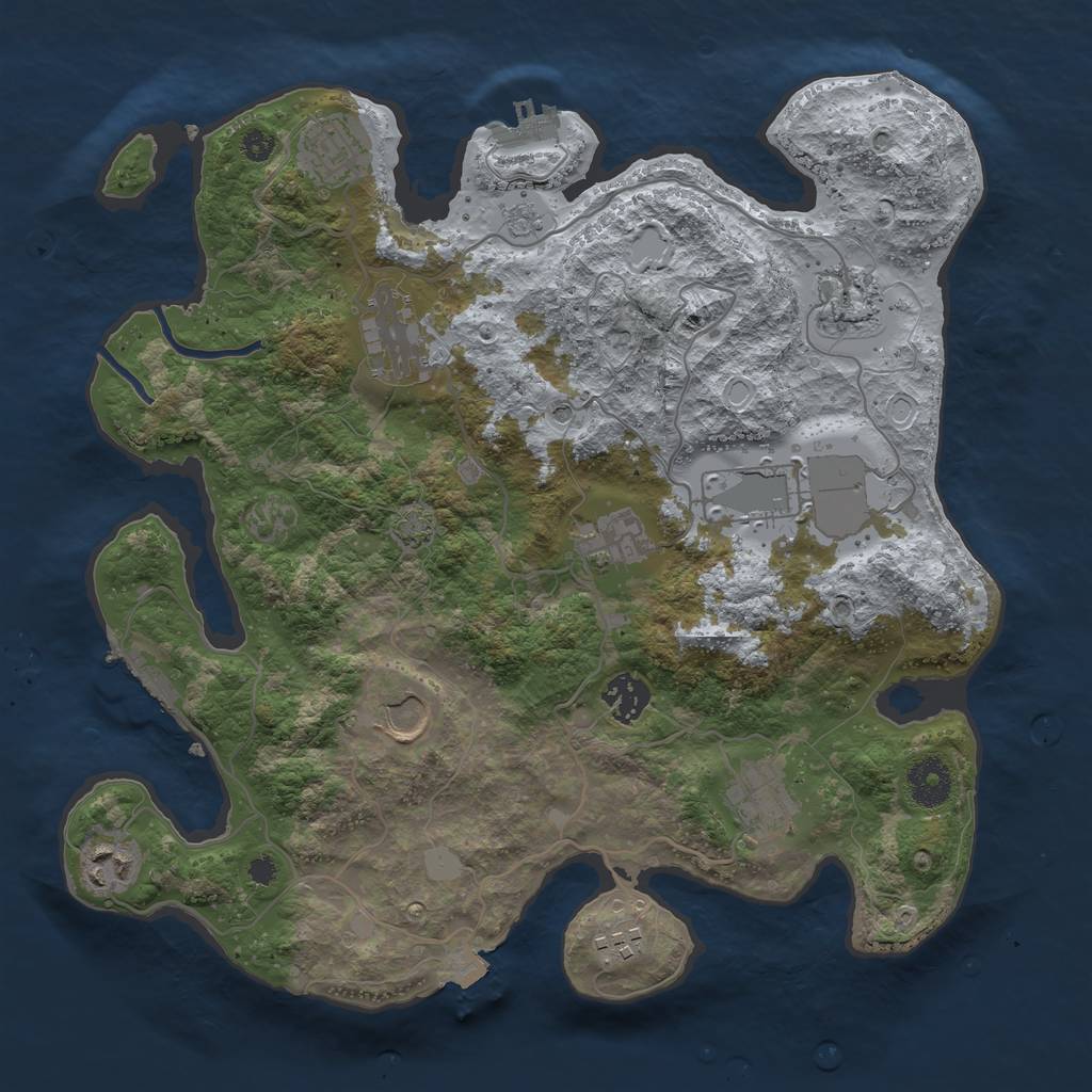 Rust Map: Procedural Map, Size: 3500, Seed: 137871025, 18 Monuments