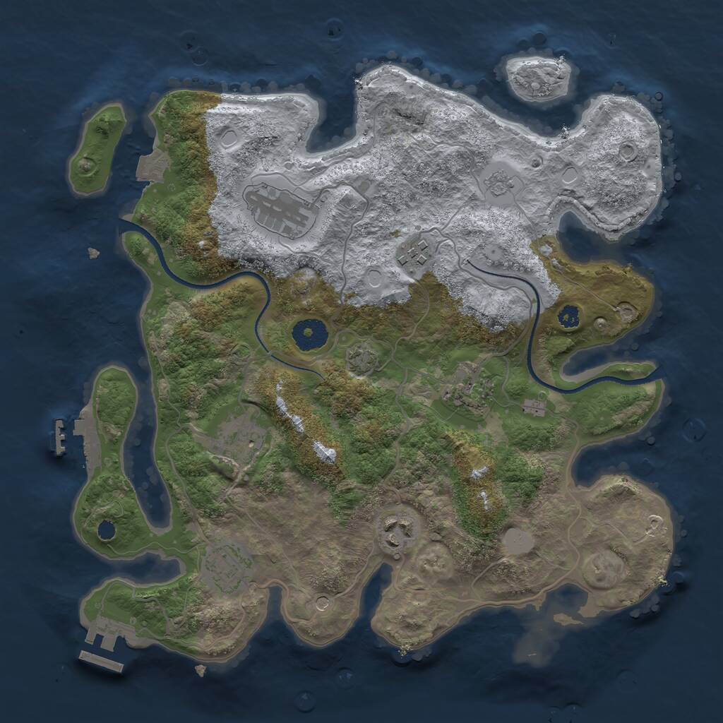 Rust Map: Procedural Map, Size: 3250, Seed: 1411775838, 12 Monuments