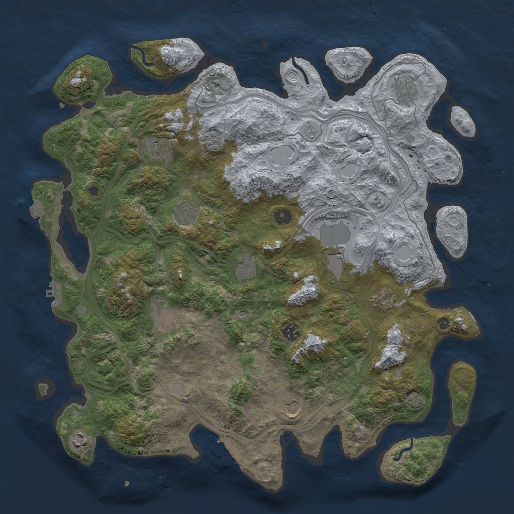 Rust Map: Procedural Map, Size: 4500, Seed: 1001977643, 19 Monuments