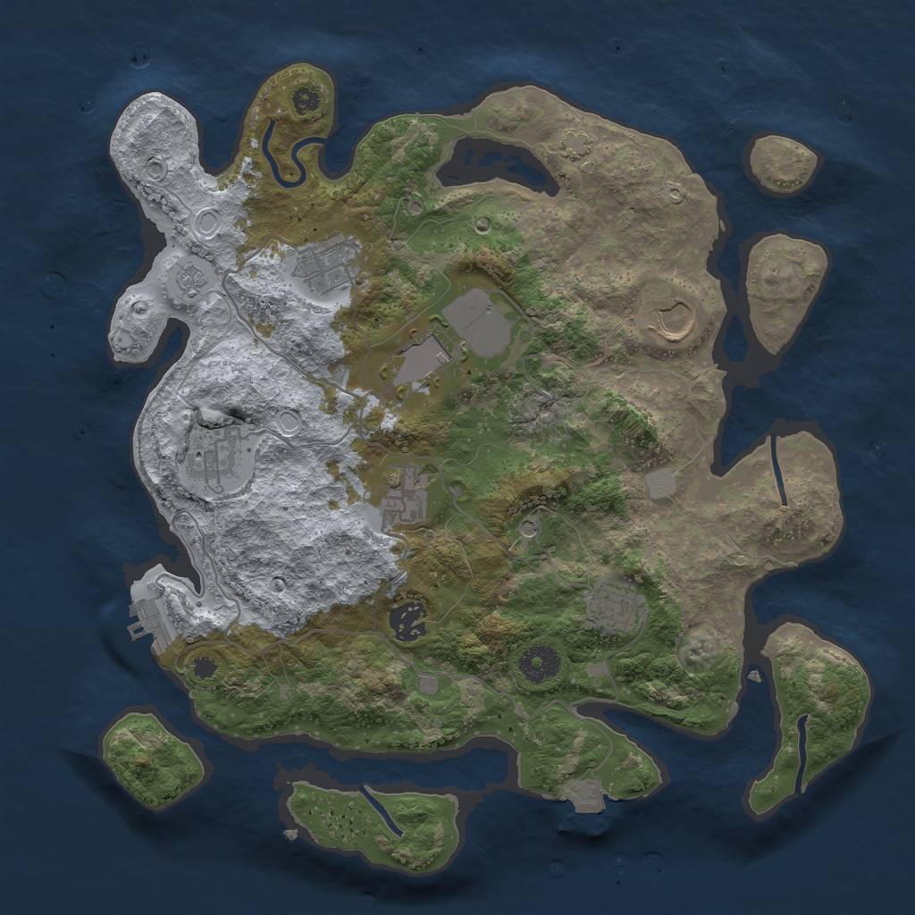 Rust Map: Procedural Map, Size: 3500, Seed: 520566452, 14 Monuments