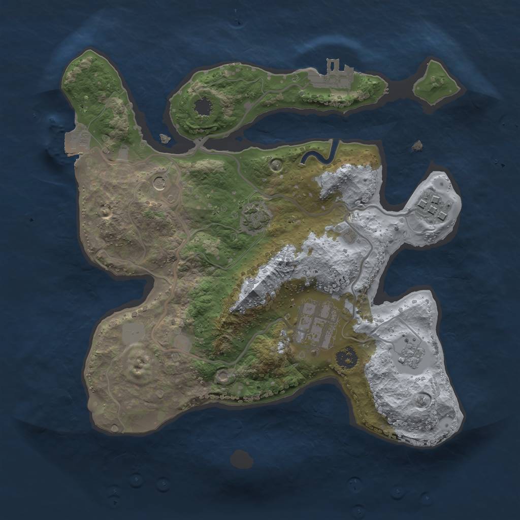 Rust Map: Procedural Map, Size: 2500, Seed: 32151, 9 Monuments