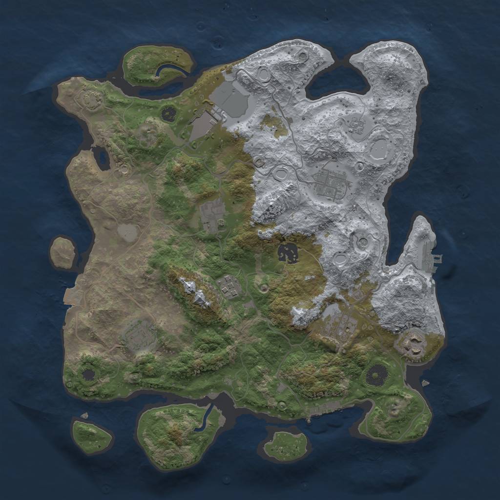 Rust Map: Procedural Map, Size: 3500, Seed: 393748620, 16 Monuments