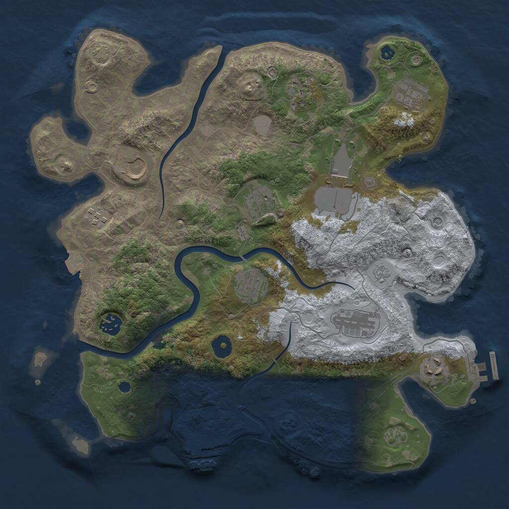 Rust Map: Procedural Map, Size: 3600, Seed: 11912, 16 Monuments