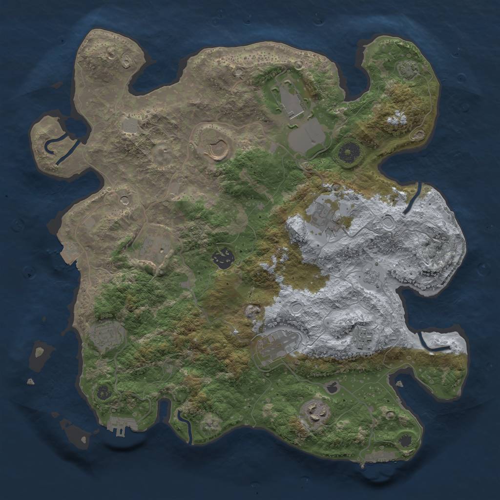 Rust Map: Procedural Map, Size: 3600, Seed: 11912, 17 Monuments