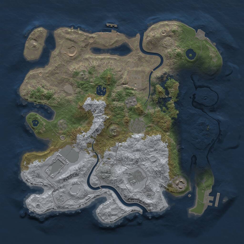 Rust Map: Procedural Map, Size: 3500, Seed: 1584372181, 14 Monuments