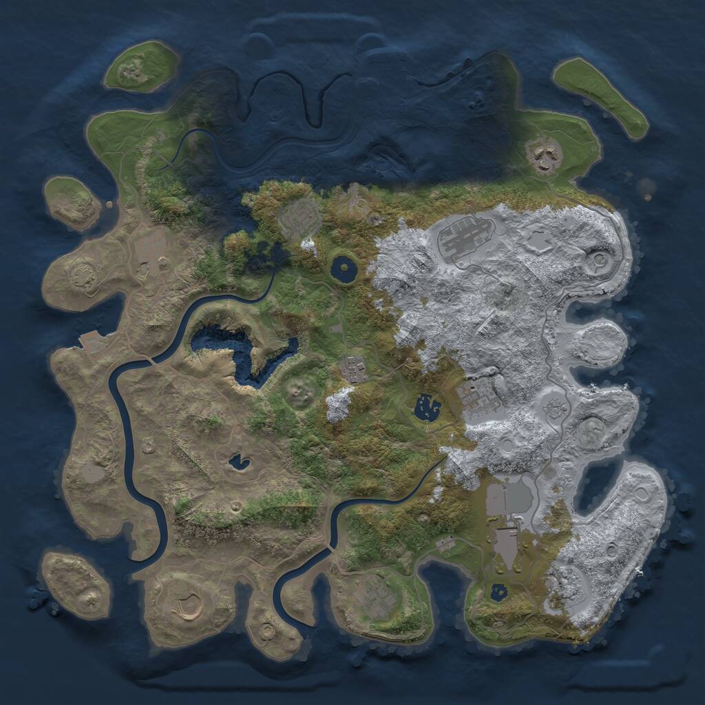 Rust Map: Procedural Map, Size: 4000, Seed: 1104713299, 16 Monuments