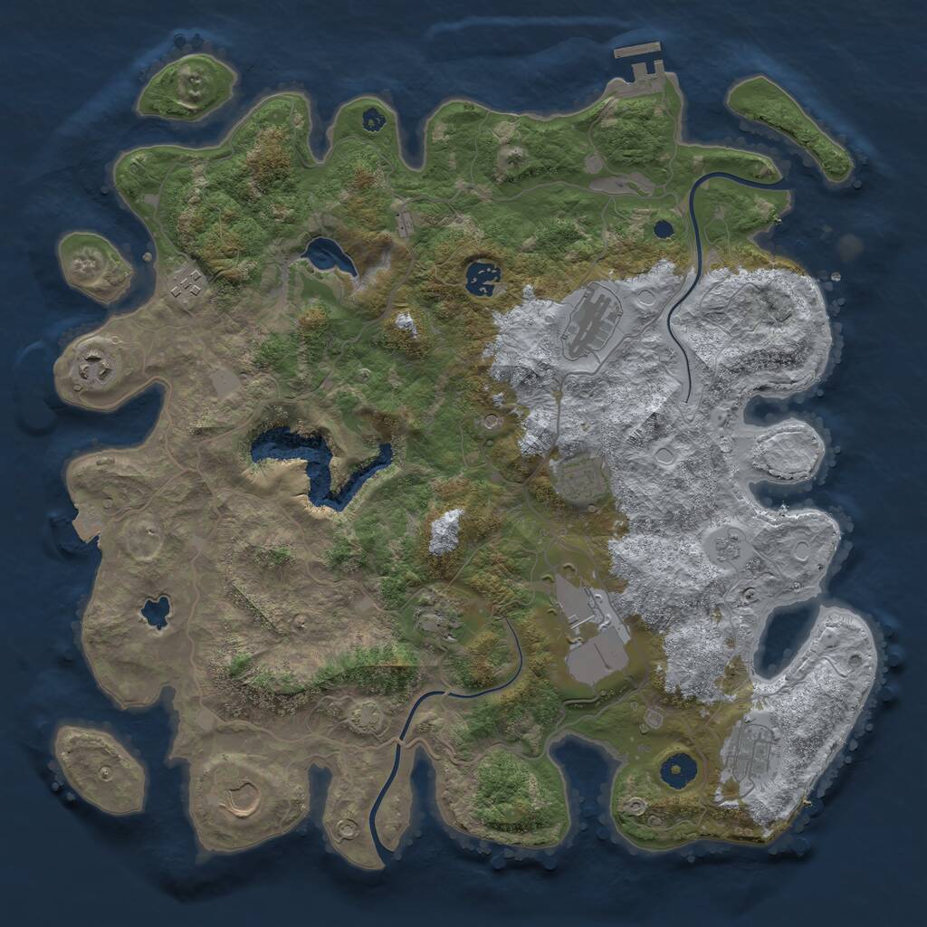 Rust Map: Procedural Map, Size: 4000, Seed: 1104713299, 14 Monuments