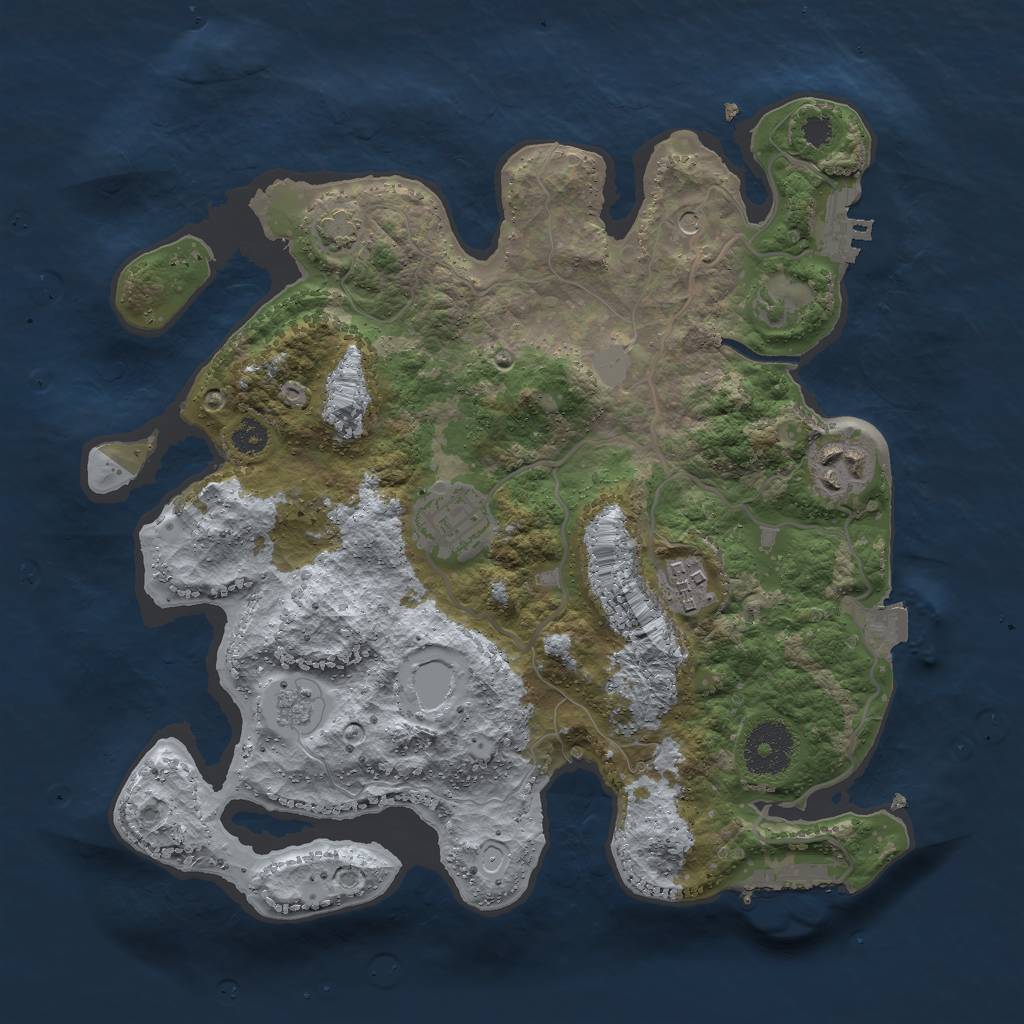 Rust Map: Procedural Map, Size: 3000, Seed: 714815942, 11 Monuments